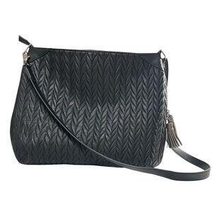 Stella & Dot Black Braided Textured Crossbody Bag  Sz OS